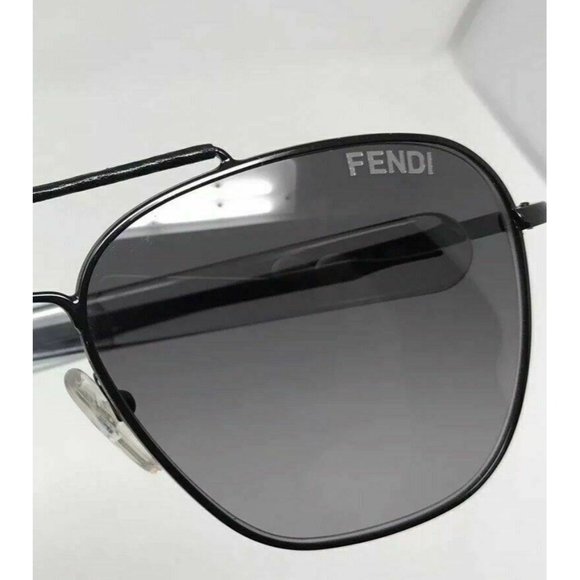 FENDI Sunglasses Bayonet Temples FS5217L Black Pilot Aviator Metal Italy - Picture 10 of 12